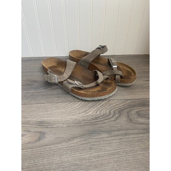 Birkenstock Mayari Women's Sz. 40 Sandals Stone Birko-Flor Nubuck, Leather - Picture 2 of 5
